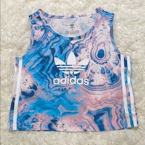Adidas Originals Big Girls Marble-Print Tank Sz S